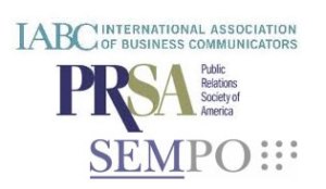Logos for IABC, PRSA & SEMPO